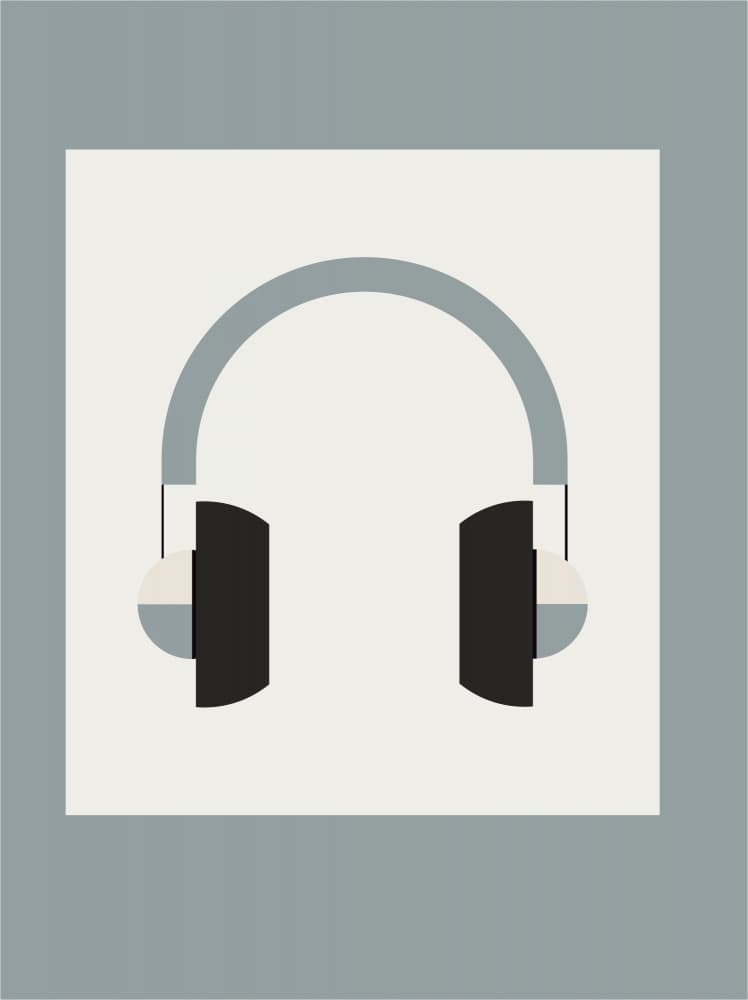 Minimalist Grey Headphones by DARIA IVANOVNA — canvas wall art