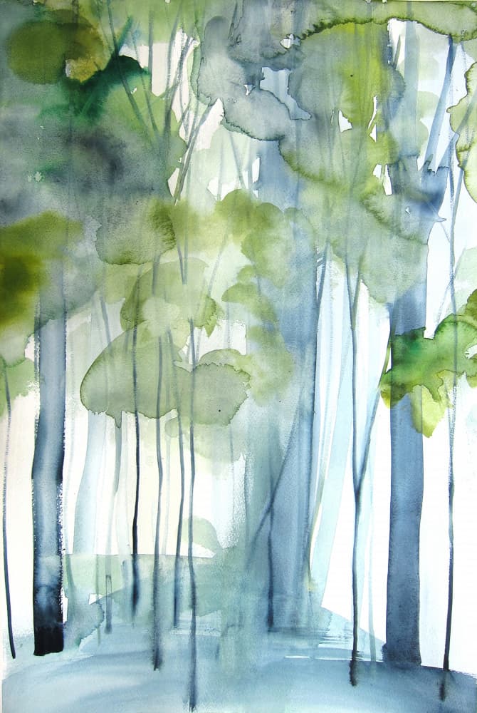 Misty Green Forest by Christine Lindstrom — canvas wall art