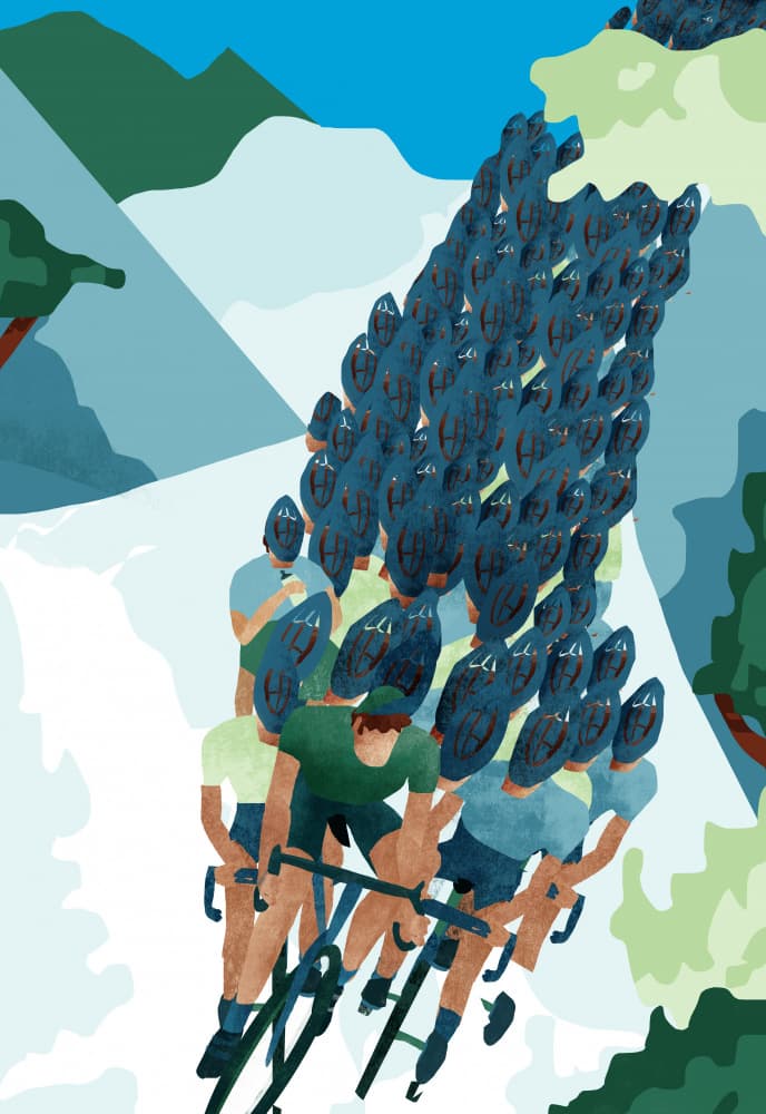 Peloton Mountain Ascent by Annelien Smet — canvas wall art