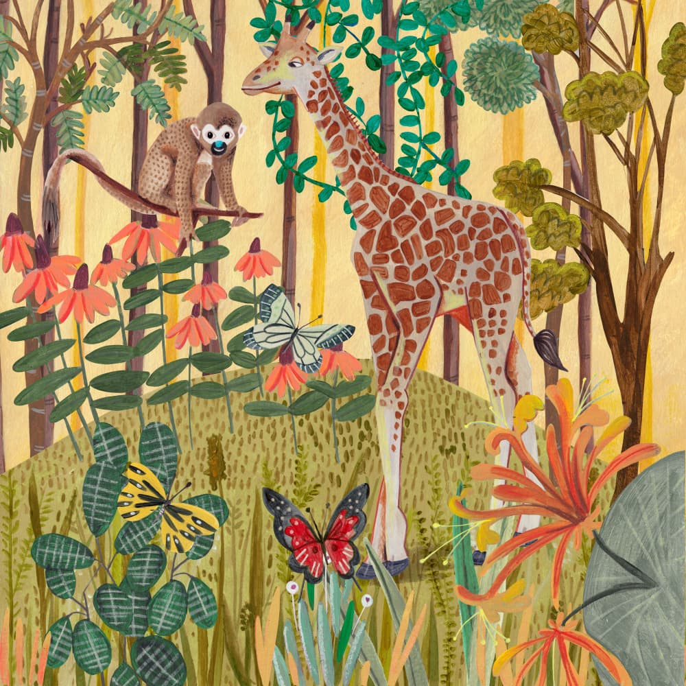 Giraffe in nature by Caroline Bonne Müller — canvas wall art