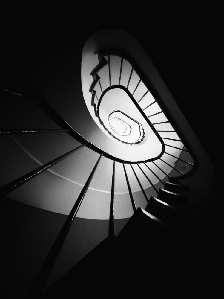 Dark Spiral Staircase by Adam Dauria ☂ — canvas wall art