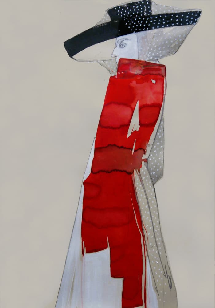 Elegant Woman in Red by Doris Schmitz — canvas wall art