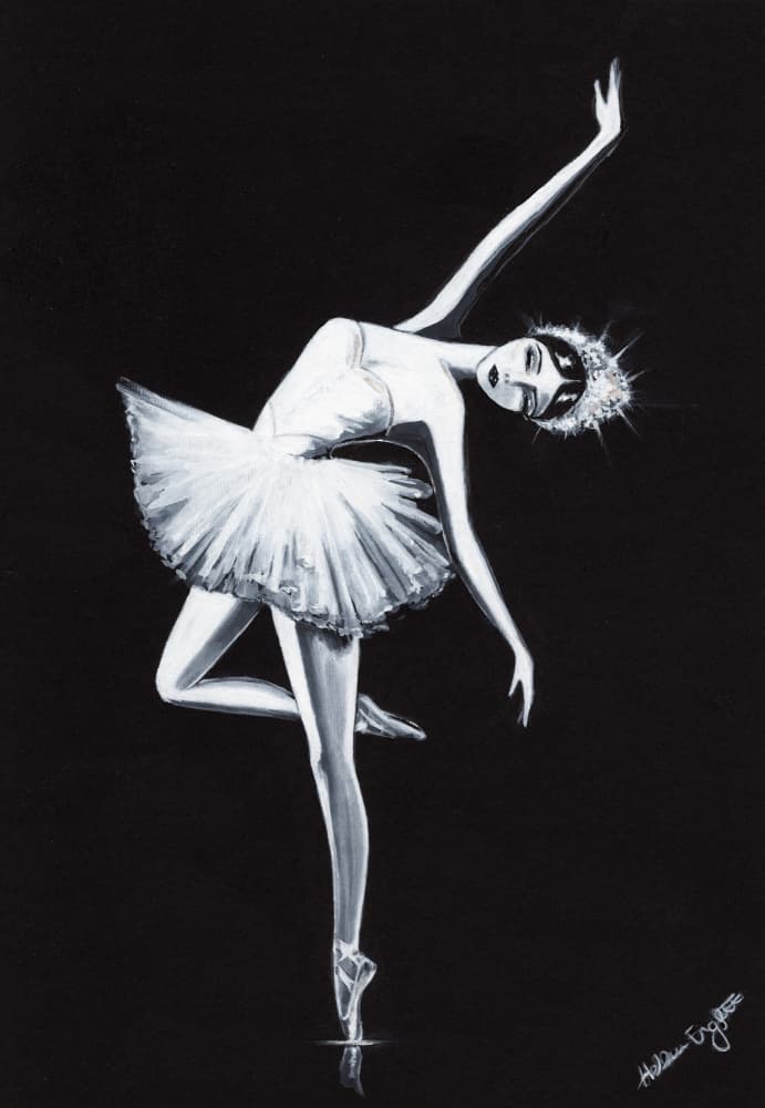 White Swan Ballerina by Helena Engström — canvas wall art