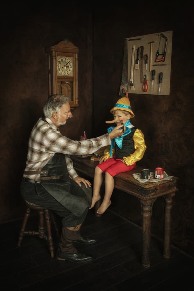Geppetto and Pinocchio by Carola Kayen-Mouthaan — canvas wall art