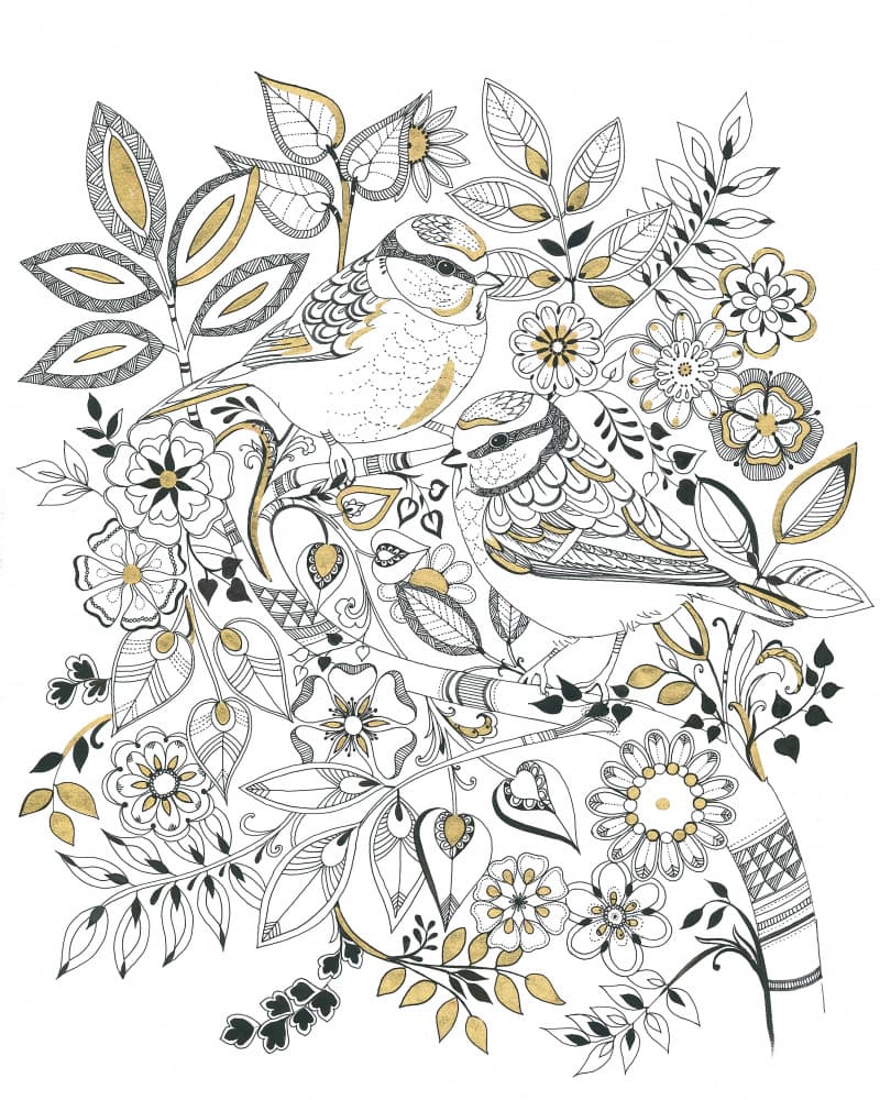 Gilded Blue Tits by Isabelle Brent — canvas wall art
