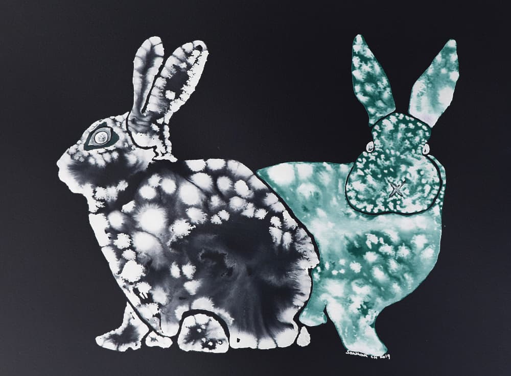 Whimsical Spotted Rabbits by Santhosh ch — canvas wall art