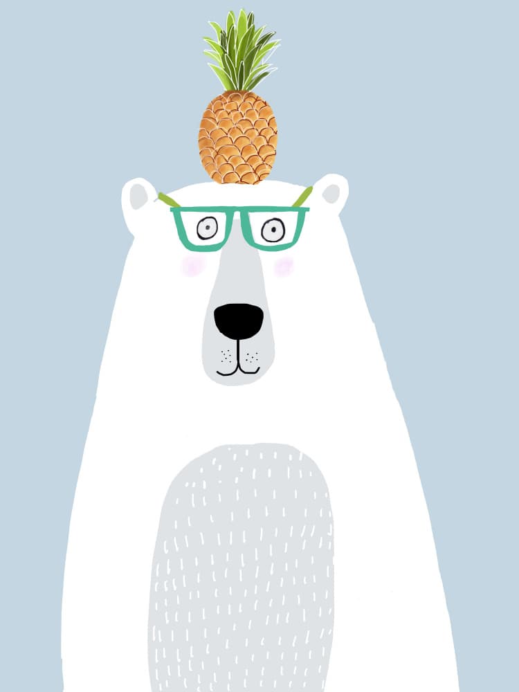 Cute Polar Bear Pineapple by Carla Daly — canvas wall art