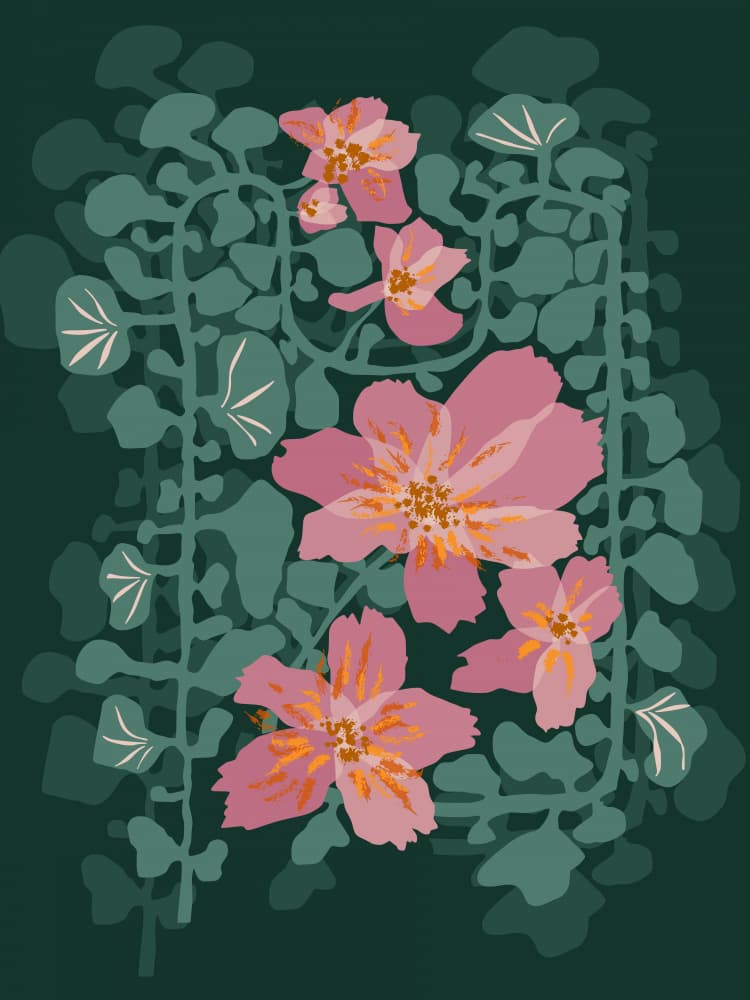 Pink Botanical Blooms by Annick — canvas wall art