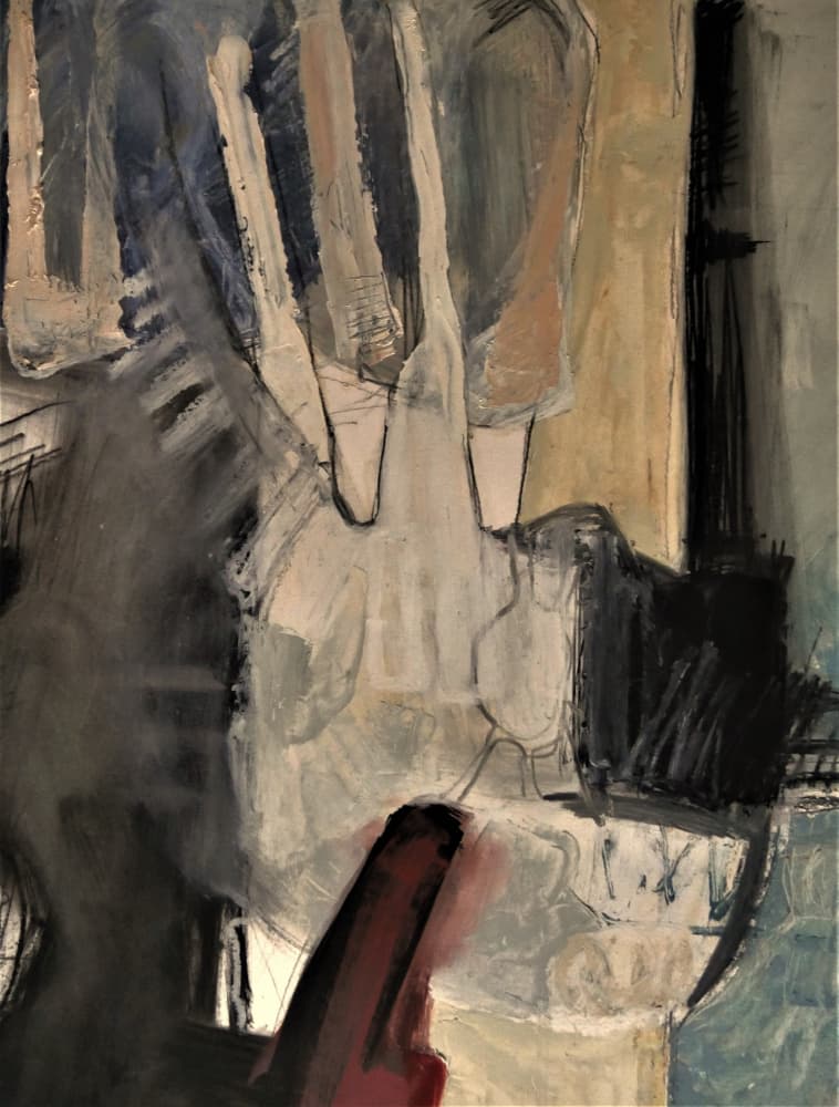Muted Abstract With Red by Doris Schmitz — canvas wall art