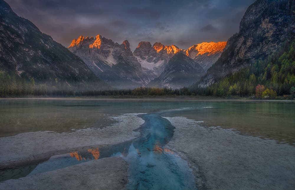 Golden Mountain Reflections by Peter Svoboda MQEP — canvas wall art