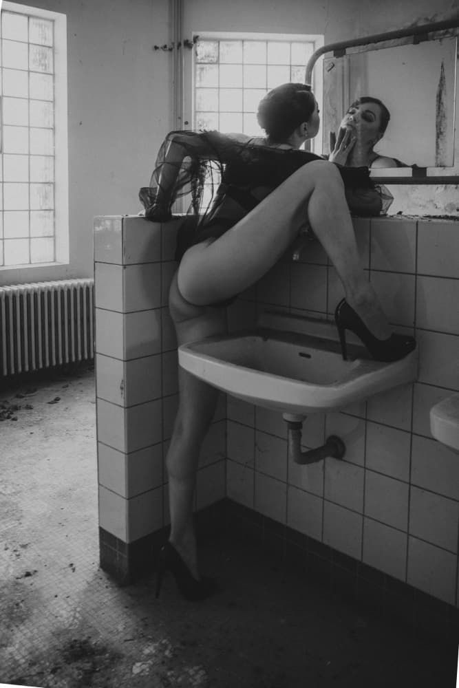Naughty in front of a mirror by Georgios Bero — canvas wall art