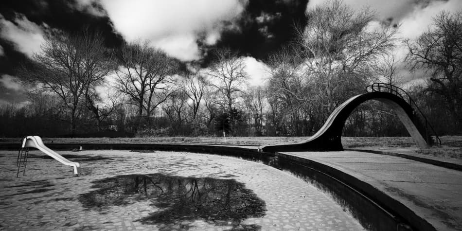 Abandoned Pool Winter by Codrin Lupei — canvas wall art