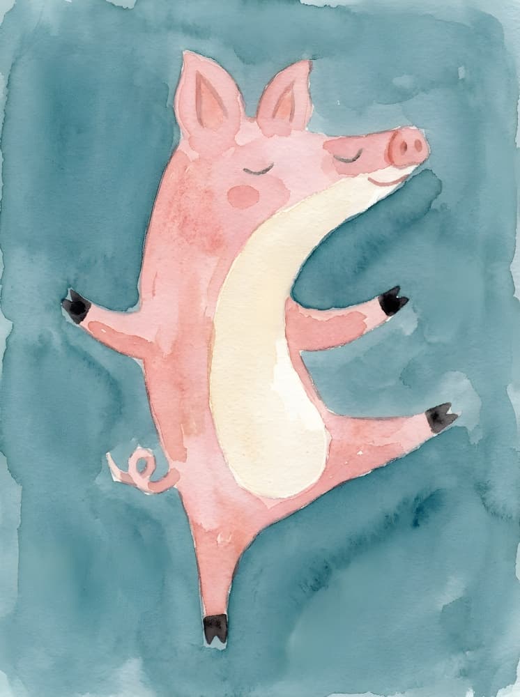 Serene Pig Yoga by HUGO — canvas wall art