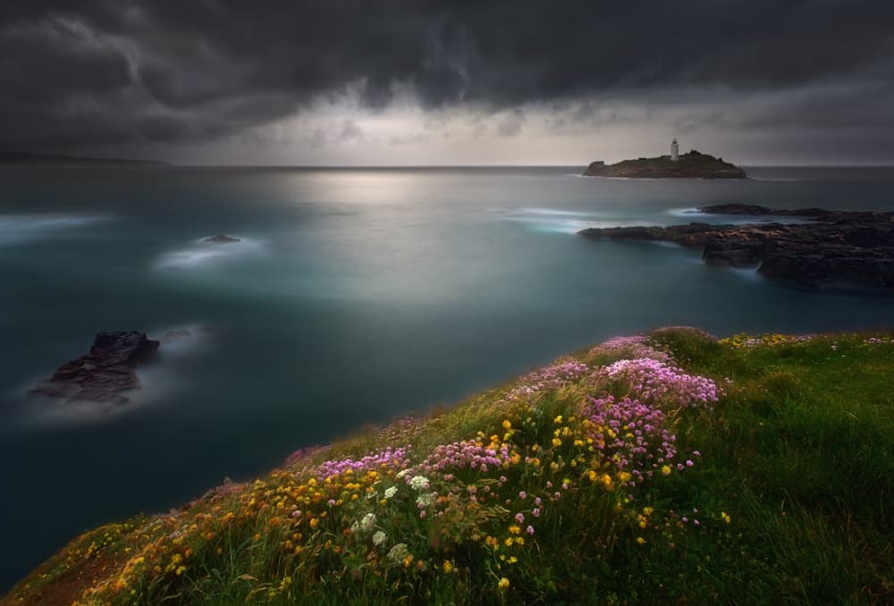 Moody Lighthouse Coast by Krzysztof Browko — canvas wall art