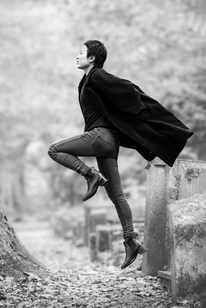 Dynamic Woman Leaping by Eiji Yamamoto — canvas wall art