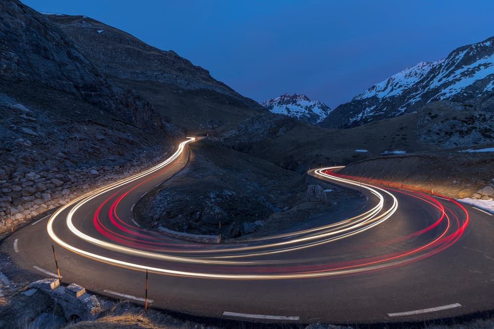 Winding Mountain Light Trails by TONY GORAN — canvas wall art