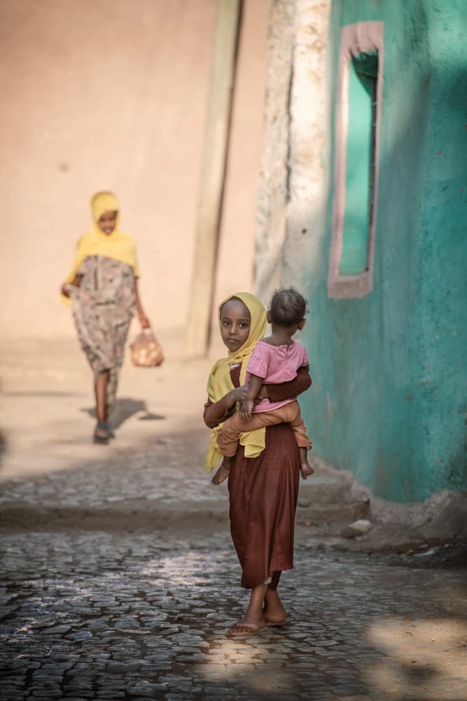 African Girls Sunny Street by Trevor Cole — canvas wall art
