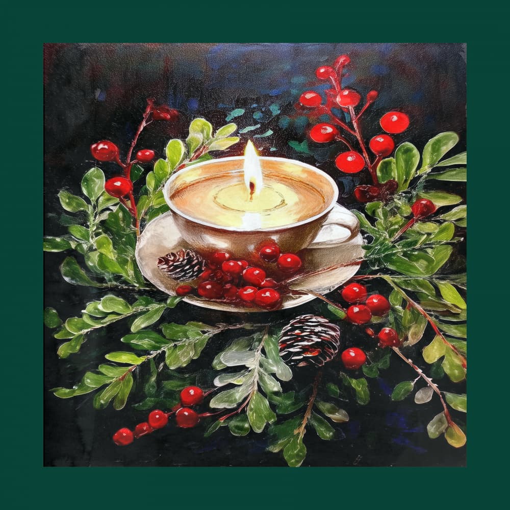 Holiday Candle and Berries by casa cartissi — canvas wall art