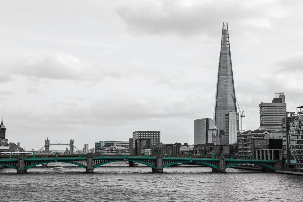 London Shard Green Bridge by Patrick Muthui — canvas wall art