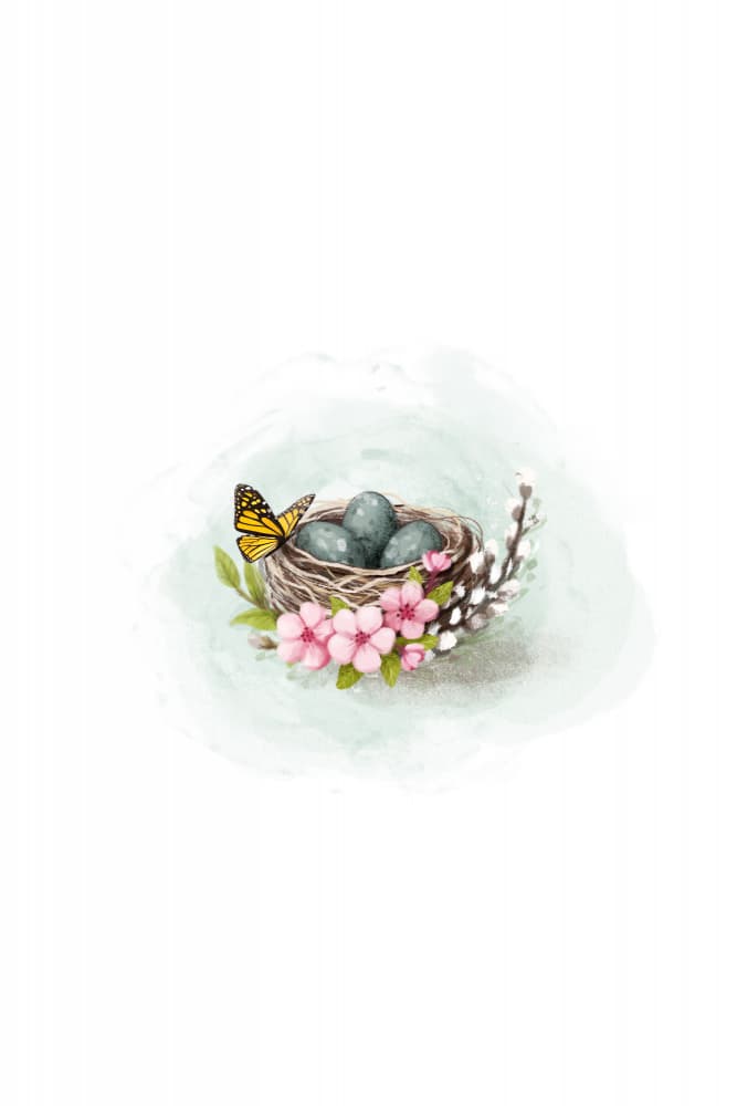 Spring Nest with Butterfly by Xuan Thai — canvas wall art