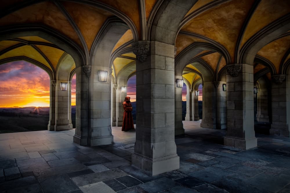 Mysterious Monk Arches by Peter Elgar — canvas wall art