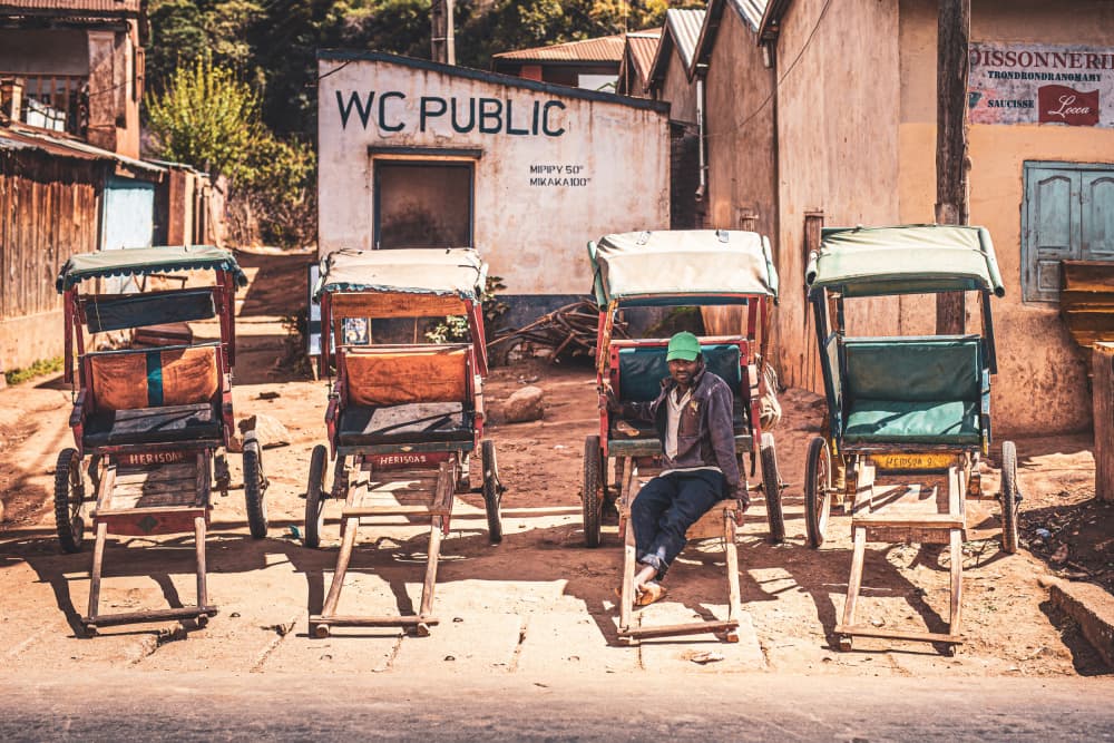Madagascar Street Rickshaws by Marco Tagliarino — canvas wall art