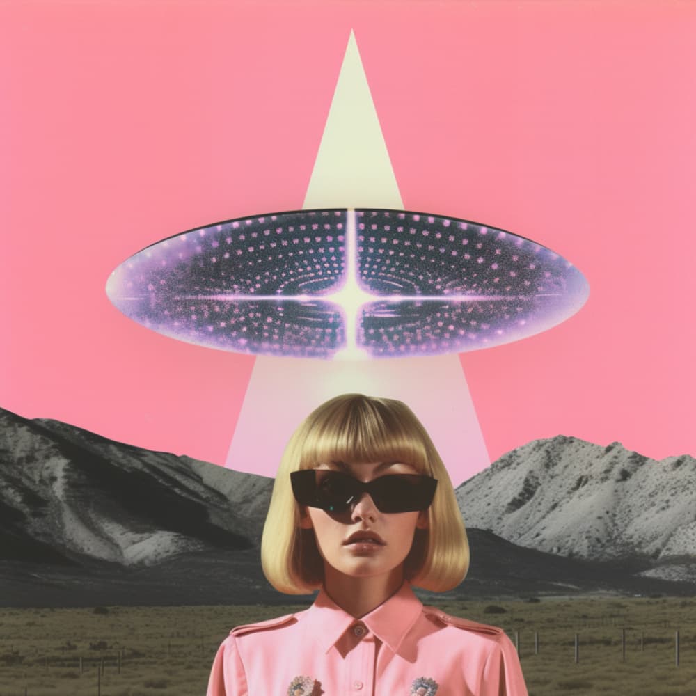 Retro Sci-Fi Encounter by Samantha Hearn — canvas wall art
