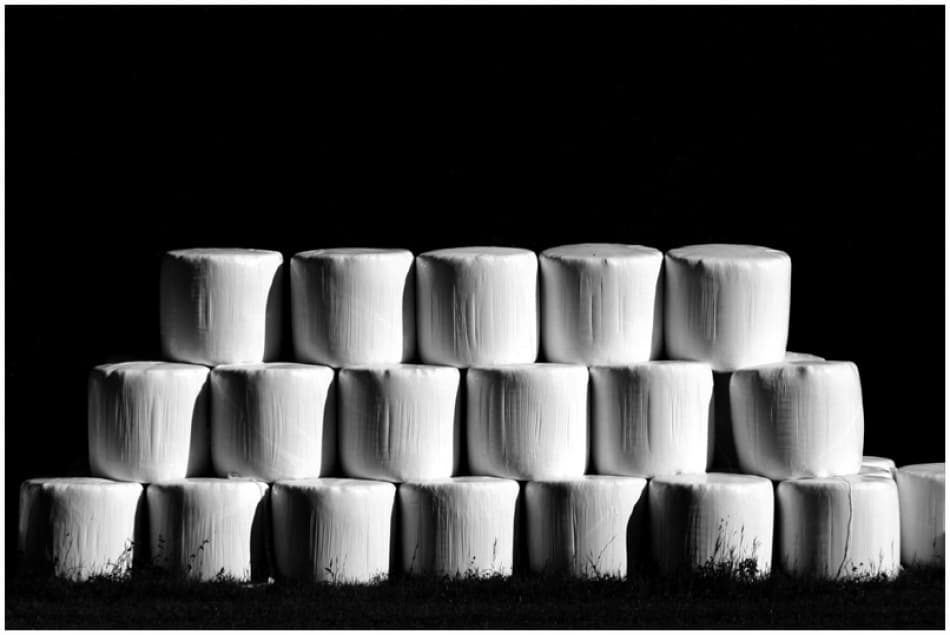 Stacked White Bales by Bror Johansson — canvas wall art
