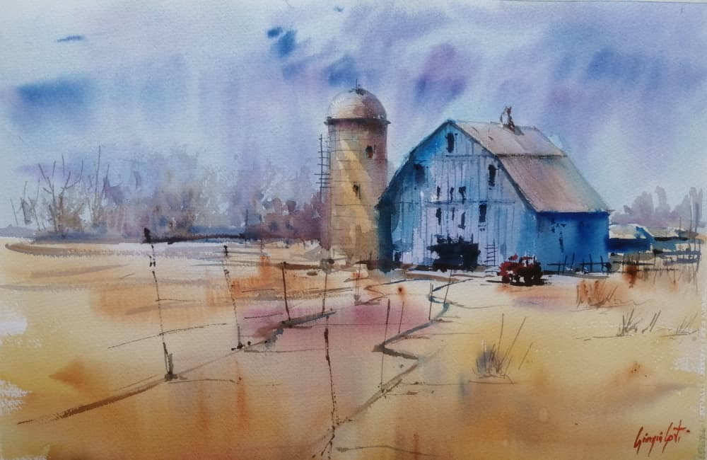 Winter Farm Barn by Giorgio Gosti — canvas wall art