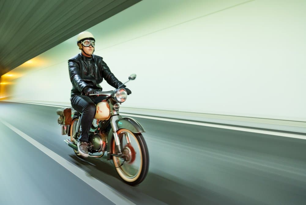 Motorcycle Tunnel Ride by Michael Allmaier — canvas wall art