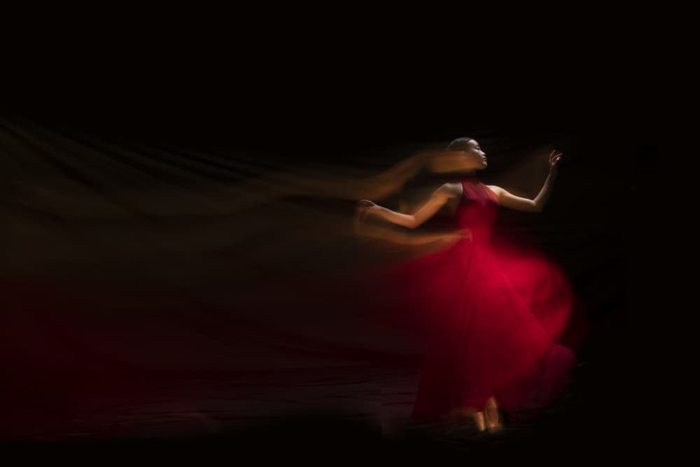 Elegant Red Motion Dance by Rob Li — canvas wall art