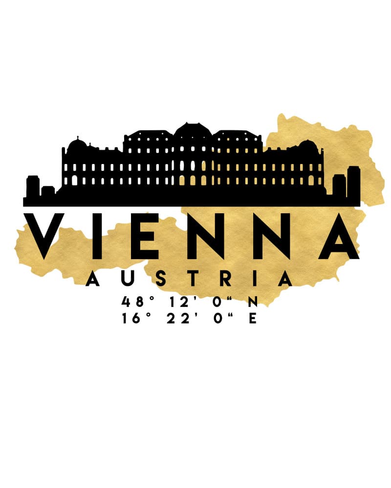 Golden Vienna Map Skyline by Emiliano Deificus — canvas wall art