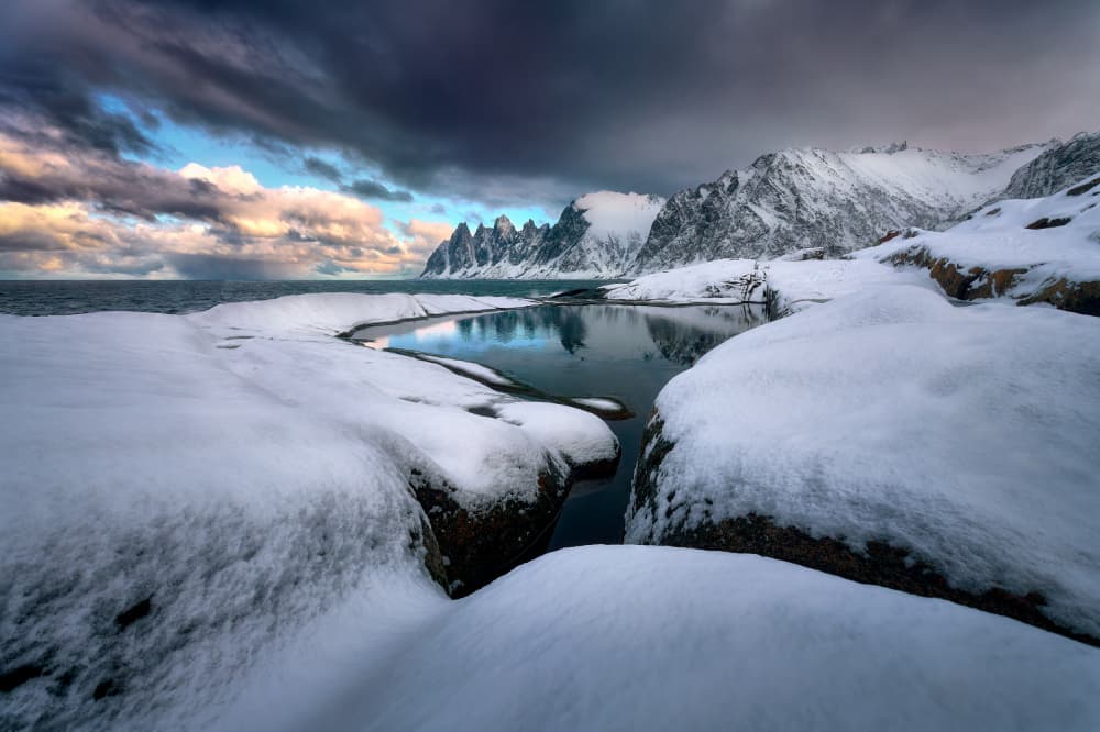 Snowy Mountain Reflection by Ricardo Gayan — canvas wall art