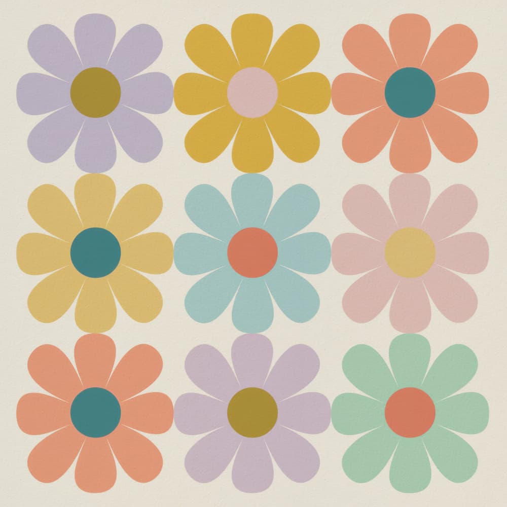 Groovy Pastel Daisies by Andreas Magnusson — canvas wall art
