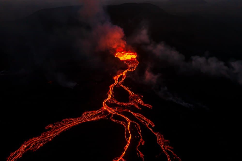 Fiery Night Eruption by James Bian — canvas wall art