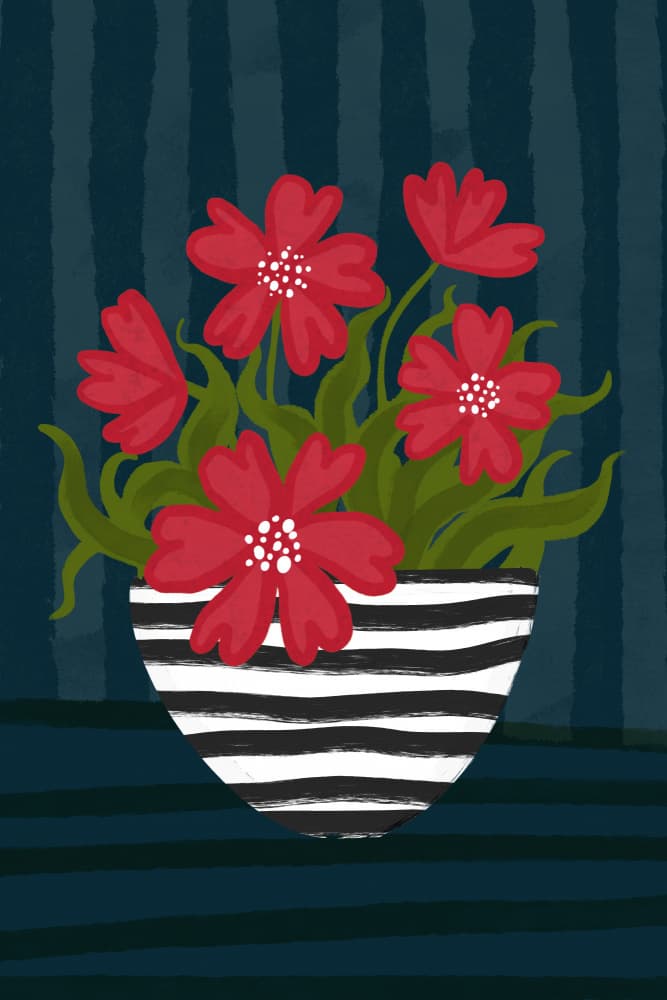 Bold Red Floral Vase by EMELIEmaria — canvas wall art