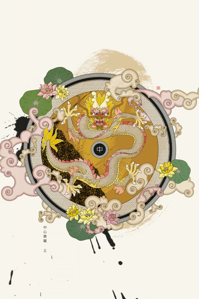 Golden Chinese Dragon by Thoth Adan — canvas wall art