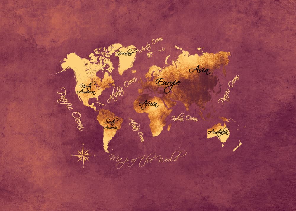 Vintage World Map by Justyna Jaszke — canvas wall art