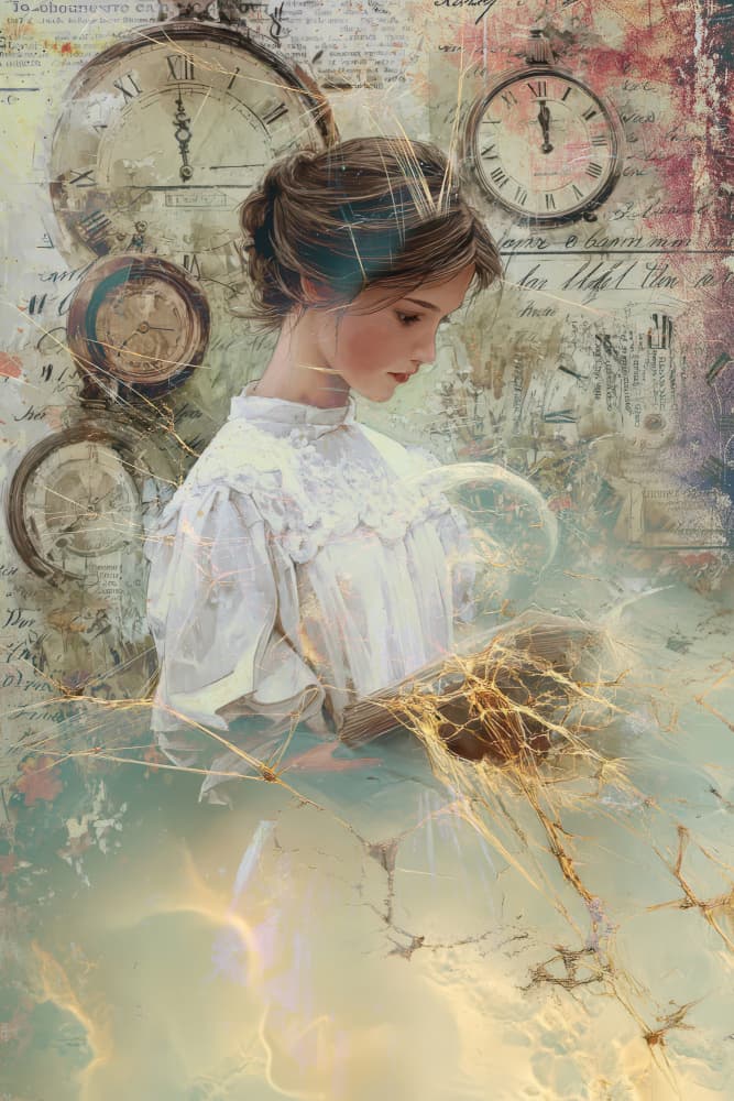 Dreamy Girl and Time by Rafal Kulik — canvas wall art