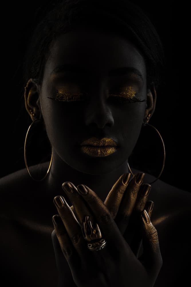 Golden Beauty Portrait by Amnon Eichelberg — canvas wall art
