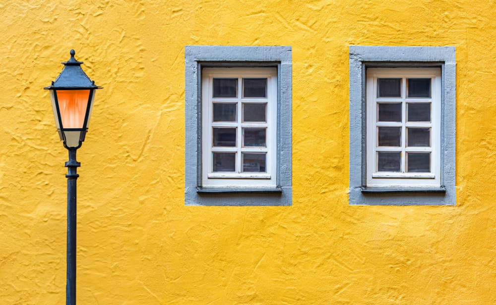 Classic Lamp Yellow Wall by Roland M Schwerdtfeger — canvas wall art