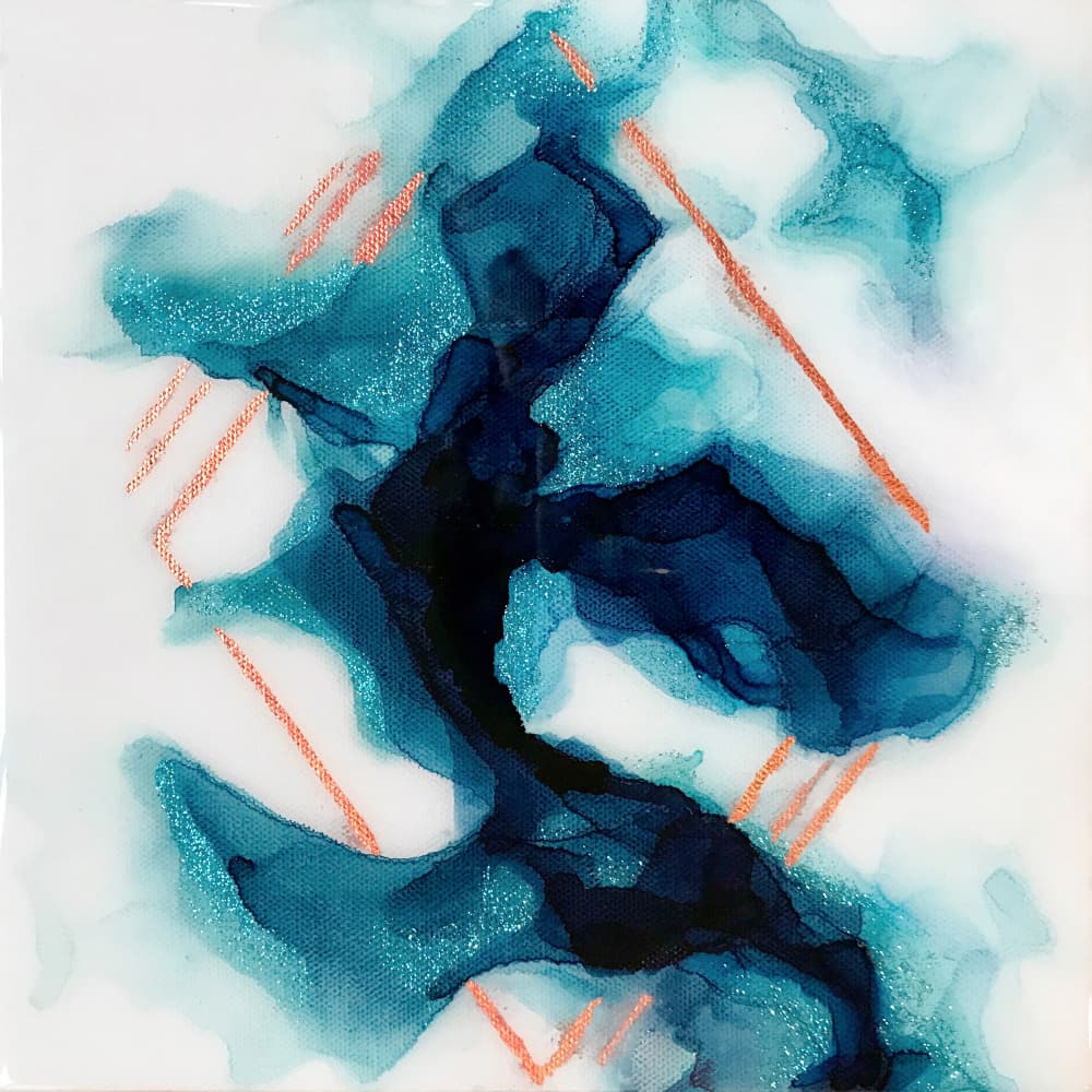 Deep Teal Copper Flow by Alyson Storms — canvas wall art