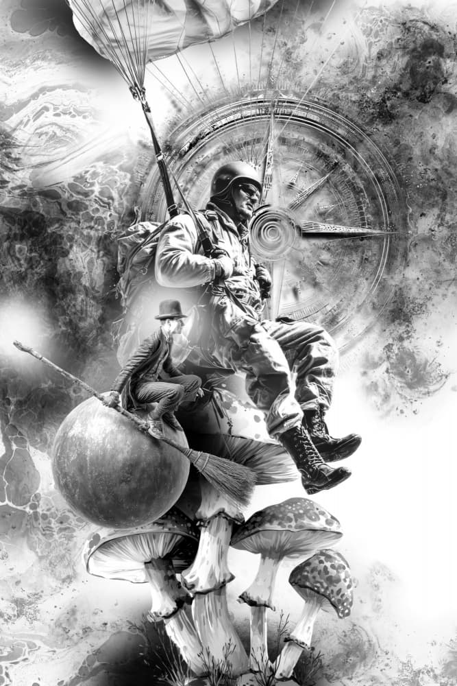 Surreal Paratrooper Adventure by Rafal Kulik — canvas wall art