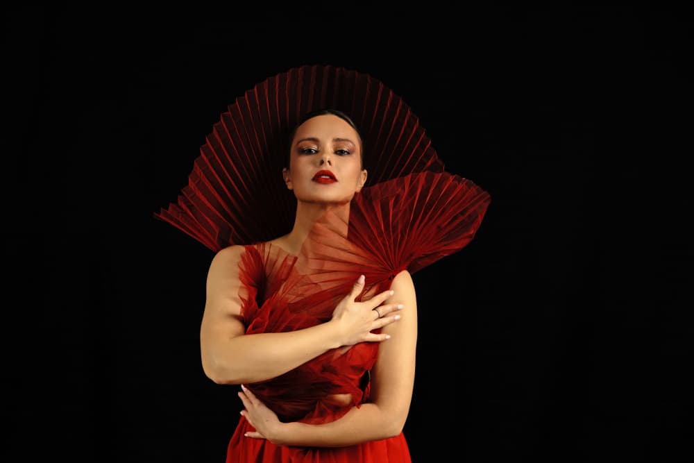 Elegant Red Fashion by Shlomo Waldmann — canvas wall art