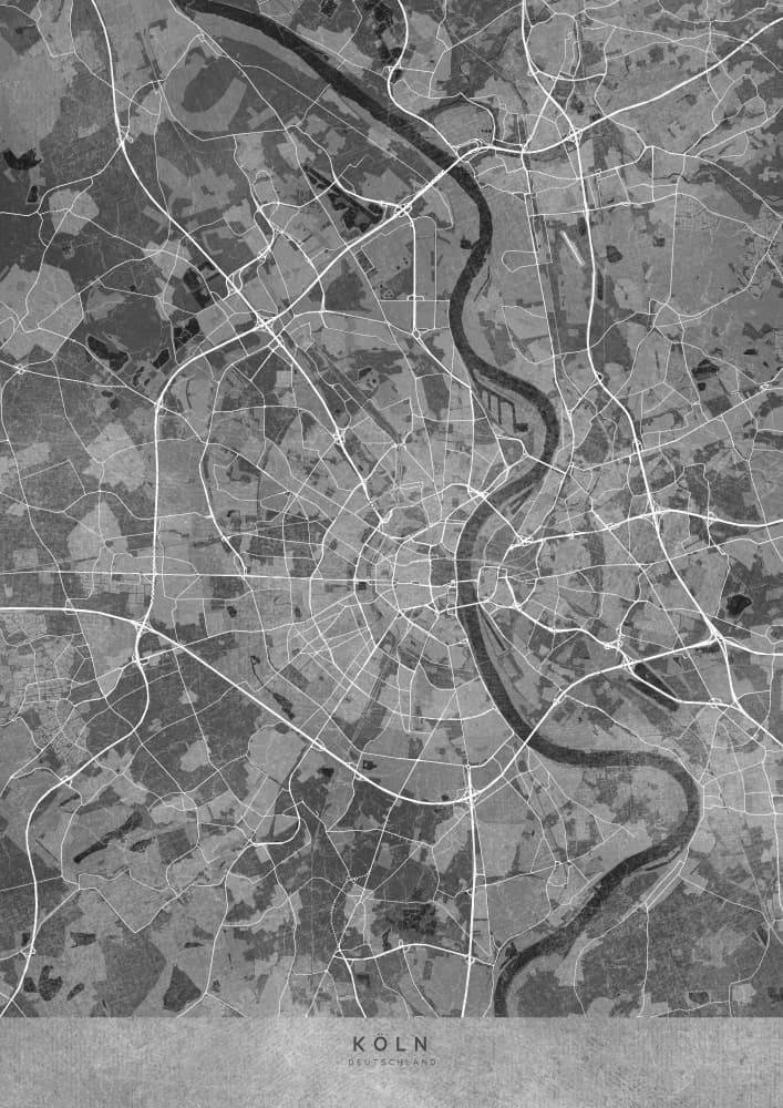 Koln City Map by Rosana Laiz Blursbyai — canvas wall art