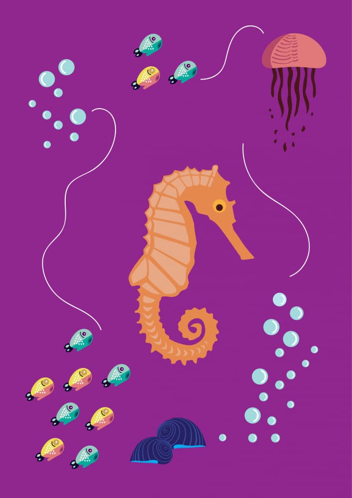 Underwater Seahorse Friends by Magdalena Herichova — canvas wall art