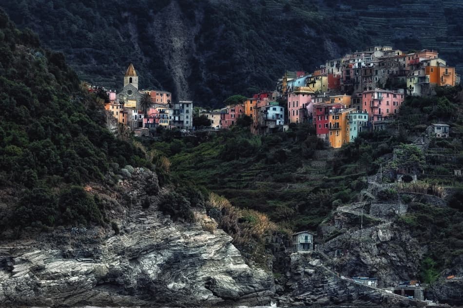 Colorful Cinque Terre Village by Piet Flour — canvas wall art