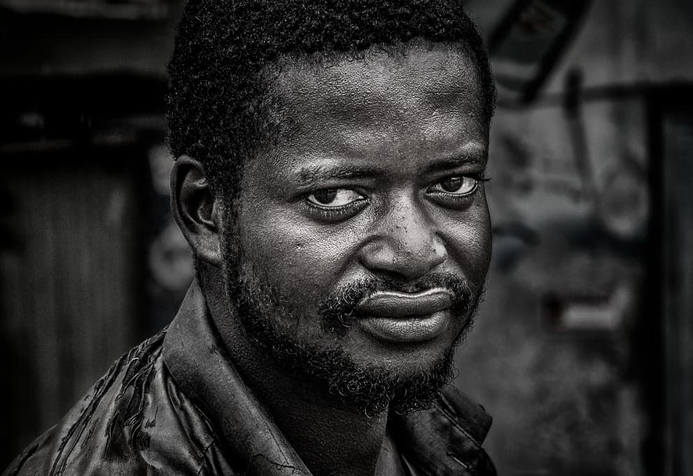 Man's Intense Gaze by Joxe Inazio Kuesta Garmendia — canvas wall art