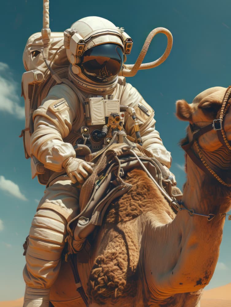 Astronaut Desert Journey by Bilge Paksoylu — canvas wall art