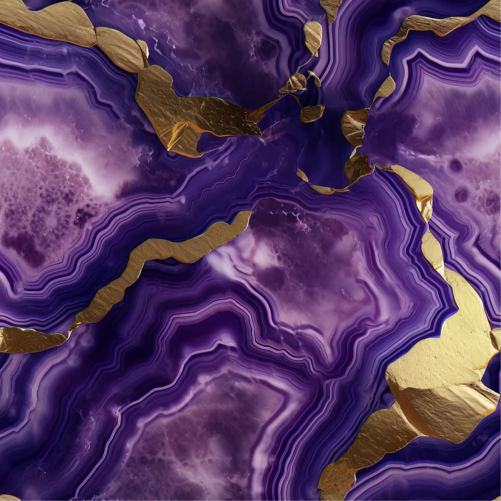 Purple Agate Gold Kintsugi by Bilge Paksoylu — canvas wall art